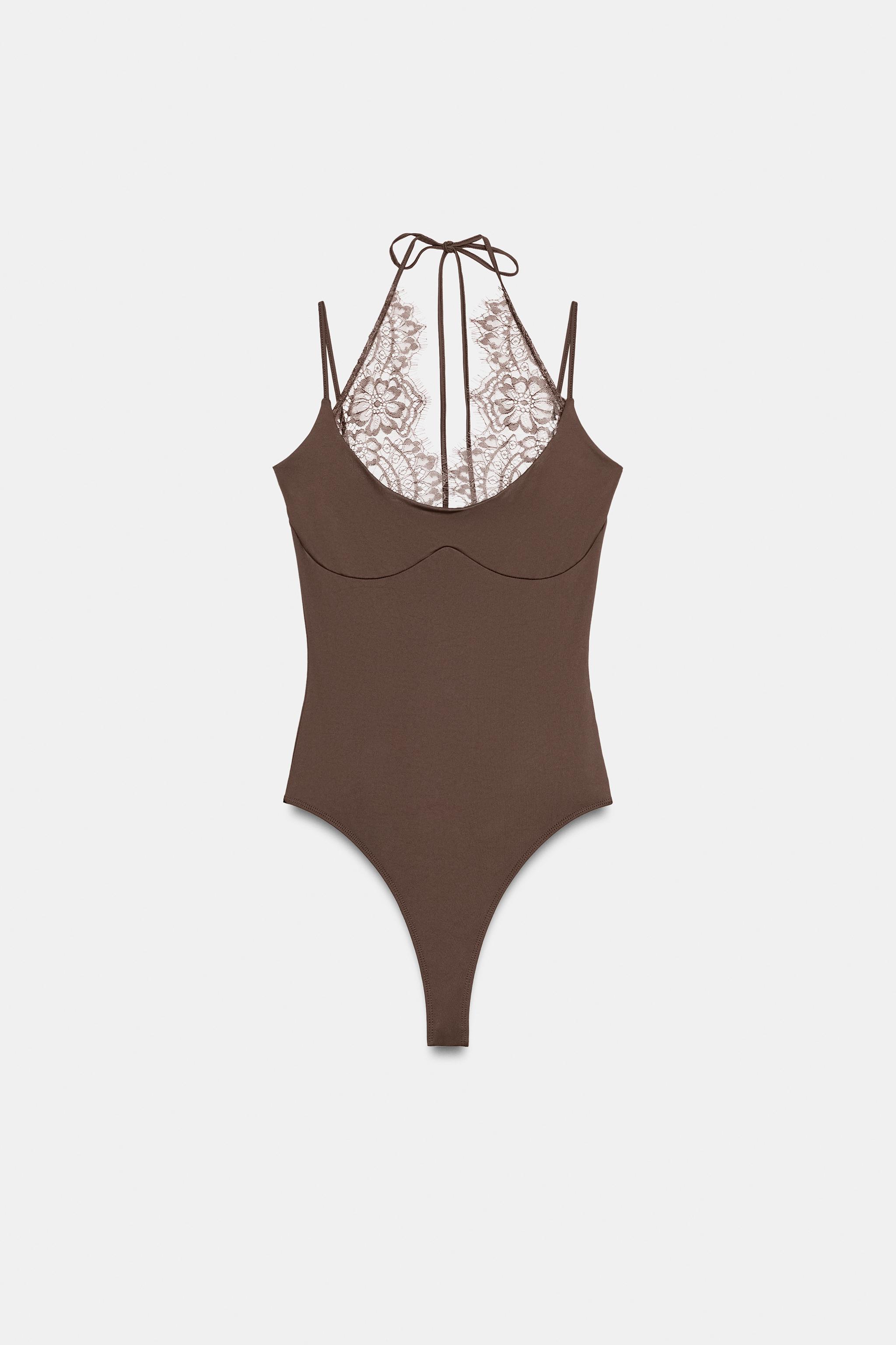BODY HALTER AVEC DENTELLE COMBINÉE